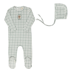 ELYS & CO. 2PC PLAID SHEEP FOOTIE AND BEANIE SET