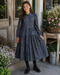 KIERA COLLAR WITH PIPING FLORAL DRESS