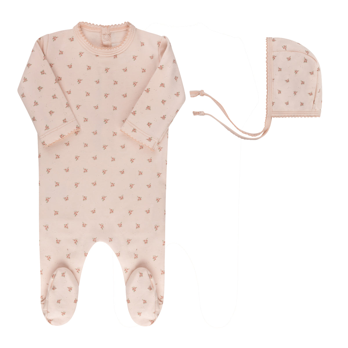 ELYS & CO. 2PC ROSEBUD DIAMOND COLLECTION FOOTIE+BONNET SET