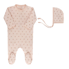 ELYS & CO. 2PC ROSEBUD DIAMOND COLLECTION FOOTIE+BONNET SET