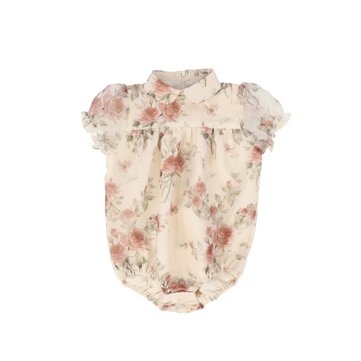 FRANCESCA GUILIANO PUFF SLEEVE FLORAL ROMPER