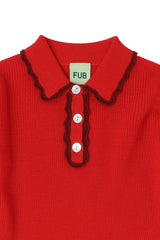 FUB PEBLUM LONG SLEEVE KNIT DRESS WITH RUFFLE DETAIL COLLAR