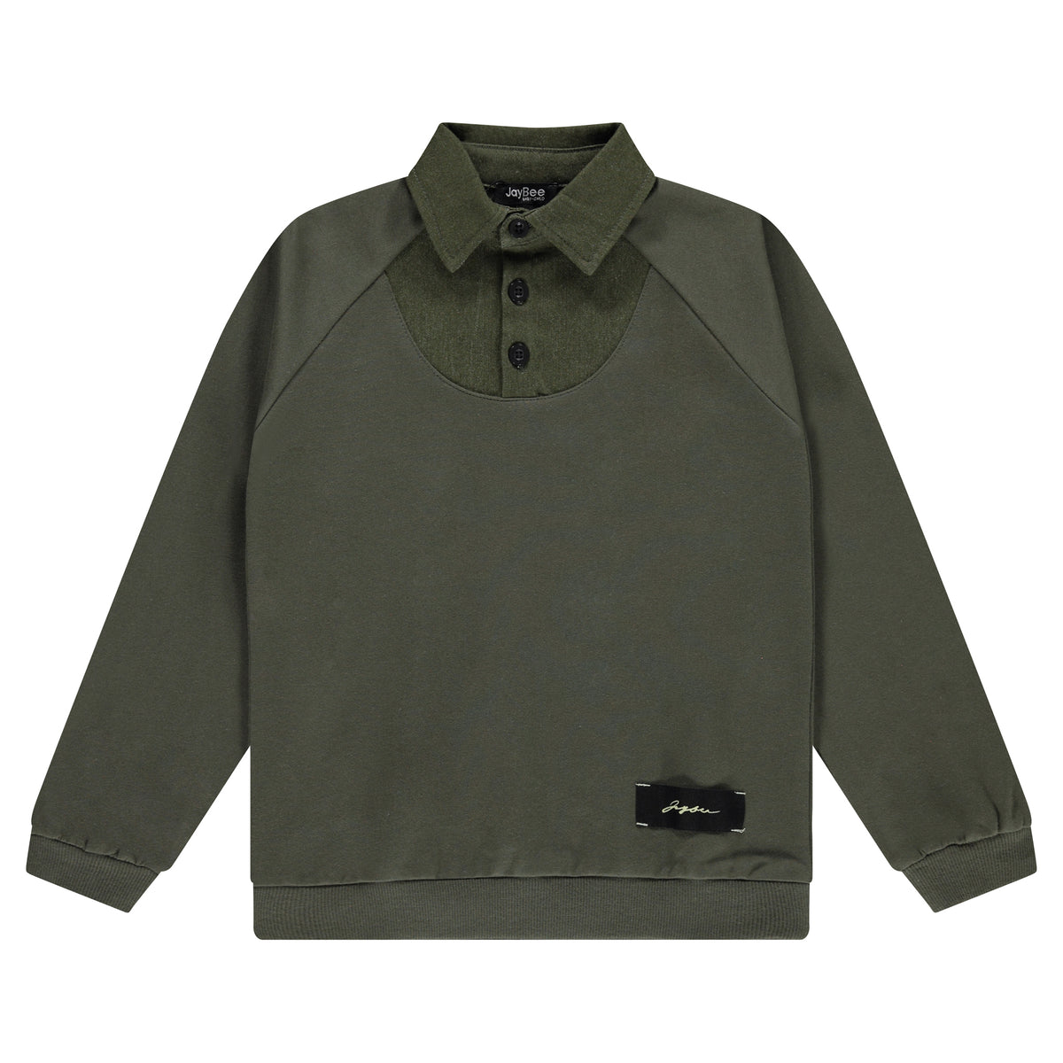 JAYBEE MOCK DENIM COLLARED SWEATSHIRT