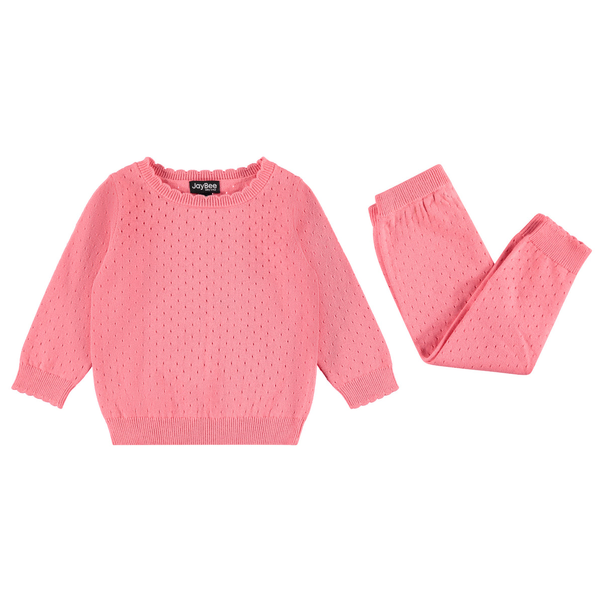 JAYBEE 2PC POINTELLE SWEATER SET