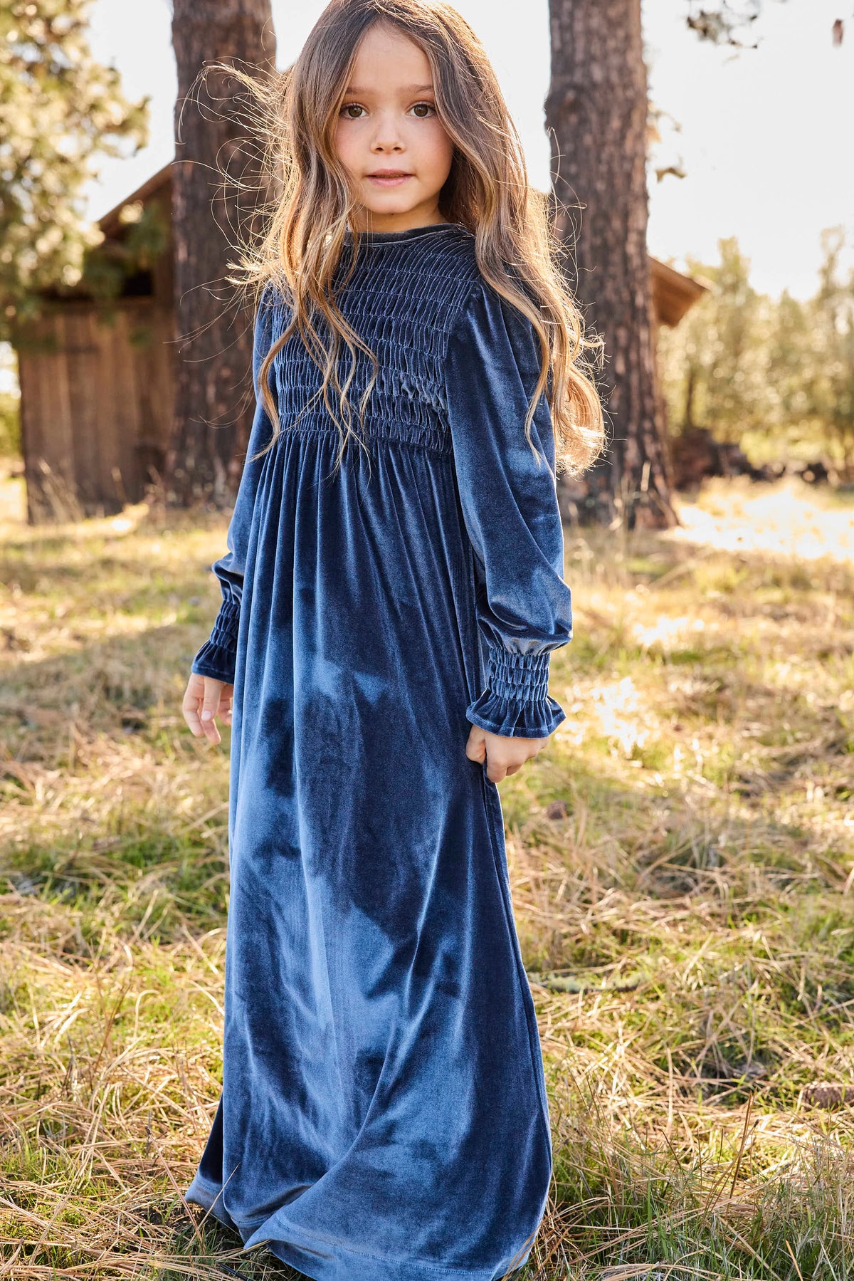 PASH MINI EMMA SMOCKED VELVET MAXI