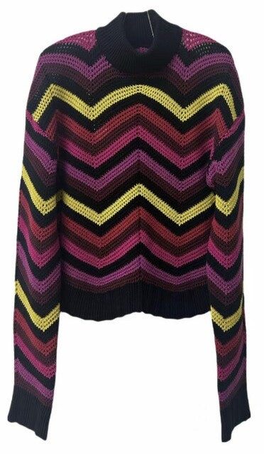 VIBE CHEVRON KNIT COLORFUL SWEATER