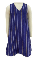 PHIL AND PHOEBE SHAFT DENIM  STRIPED V-NECK JUMPER
