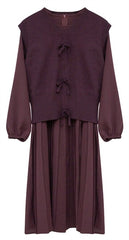 MINIMAL BOW VEST PLEATED DRESS