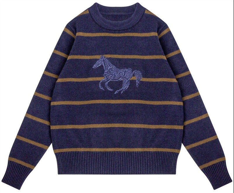 HARPER JAMES 2PC STRIPED HORSE SWEATER SET