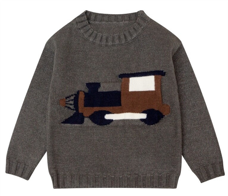 ONE CHILD 2PC ARLIN TRAIN PRINT SWEATER SET