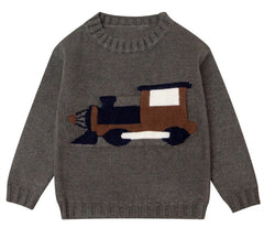 ONE CHILD 2PC ARLIN TRAIN PRINT SWEATER SET