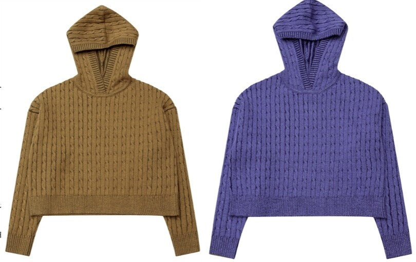 VIBE 2PC LEON CABLE KNIT HOODIE WITH LEON MAXI CORDUROY SKIRT
