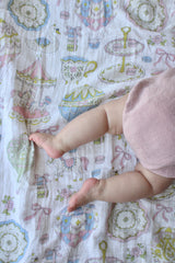 LITTLE THREADS CAROUSEL MUSLIN BLANKET