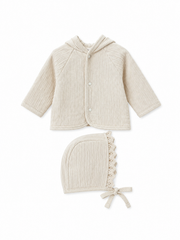 BEBE ORGANIC 2PC CHENILLE JACKET WITH BONNET SET