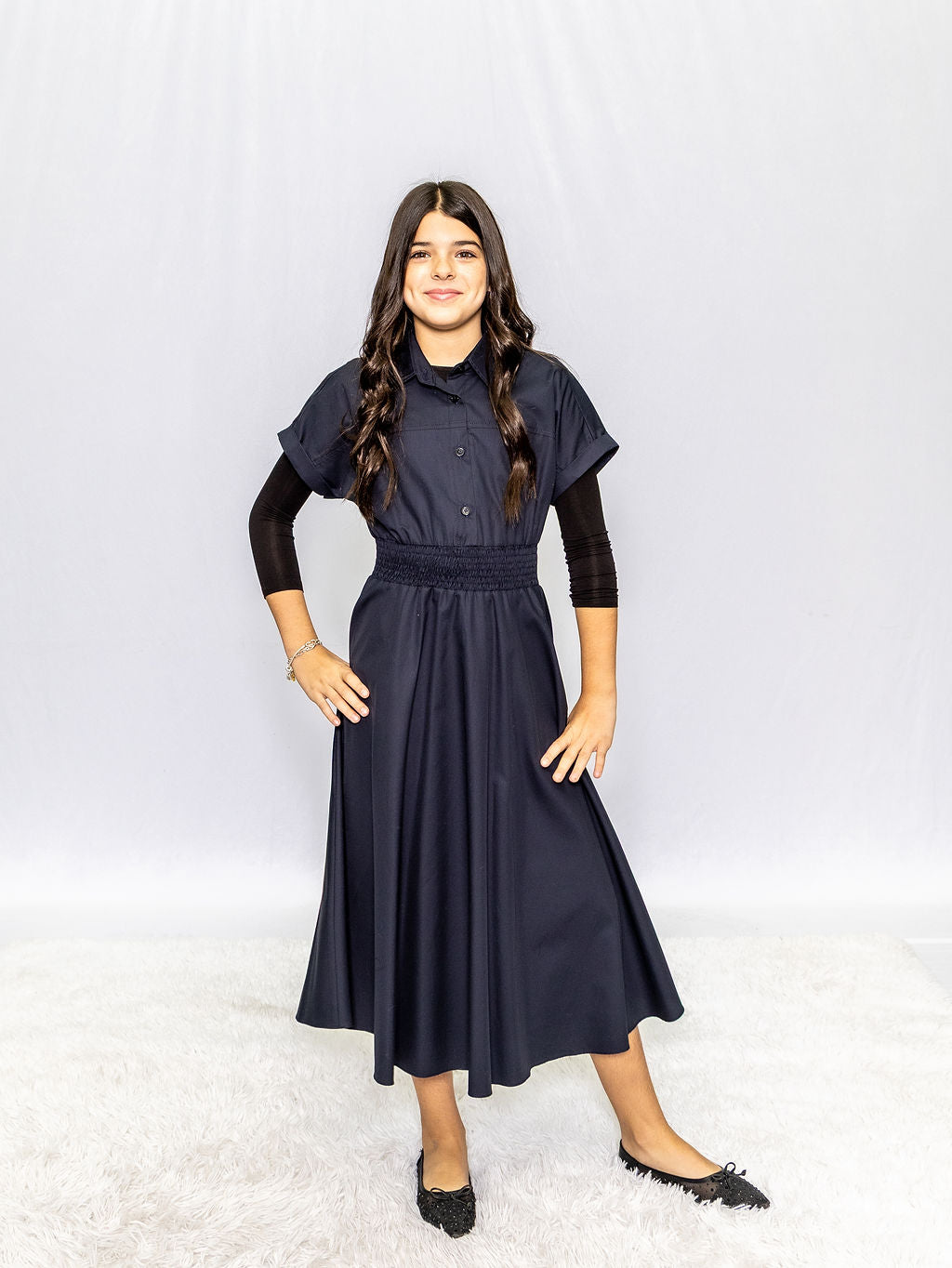 IPOSH SMOCKED SHIRTDRESS