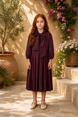 ALITSA TIE BOW PLEATED WOOLY DRESS