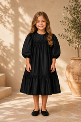 ALITSA RUFLLE TRIM WITH RUFFLE BOTTOM TAFFETA DRESS