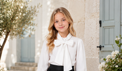 ALITSA FRONT  TIE BOW TAFFETA BLOUSE