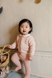 LOOMS 2PC BUBBLE KNIT CARDIGAN+OVERALLS SET