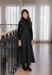 DAINTTI BY VELVETTE LABEL PLAID BOW MIDI JUMPER