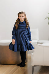 VELVETTE LABEL STRIPED SMOCKED DRESS