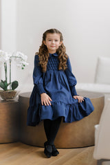 VELVETTE LABEL STRIPED SMOCKED DRESS