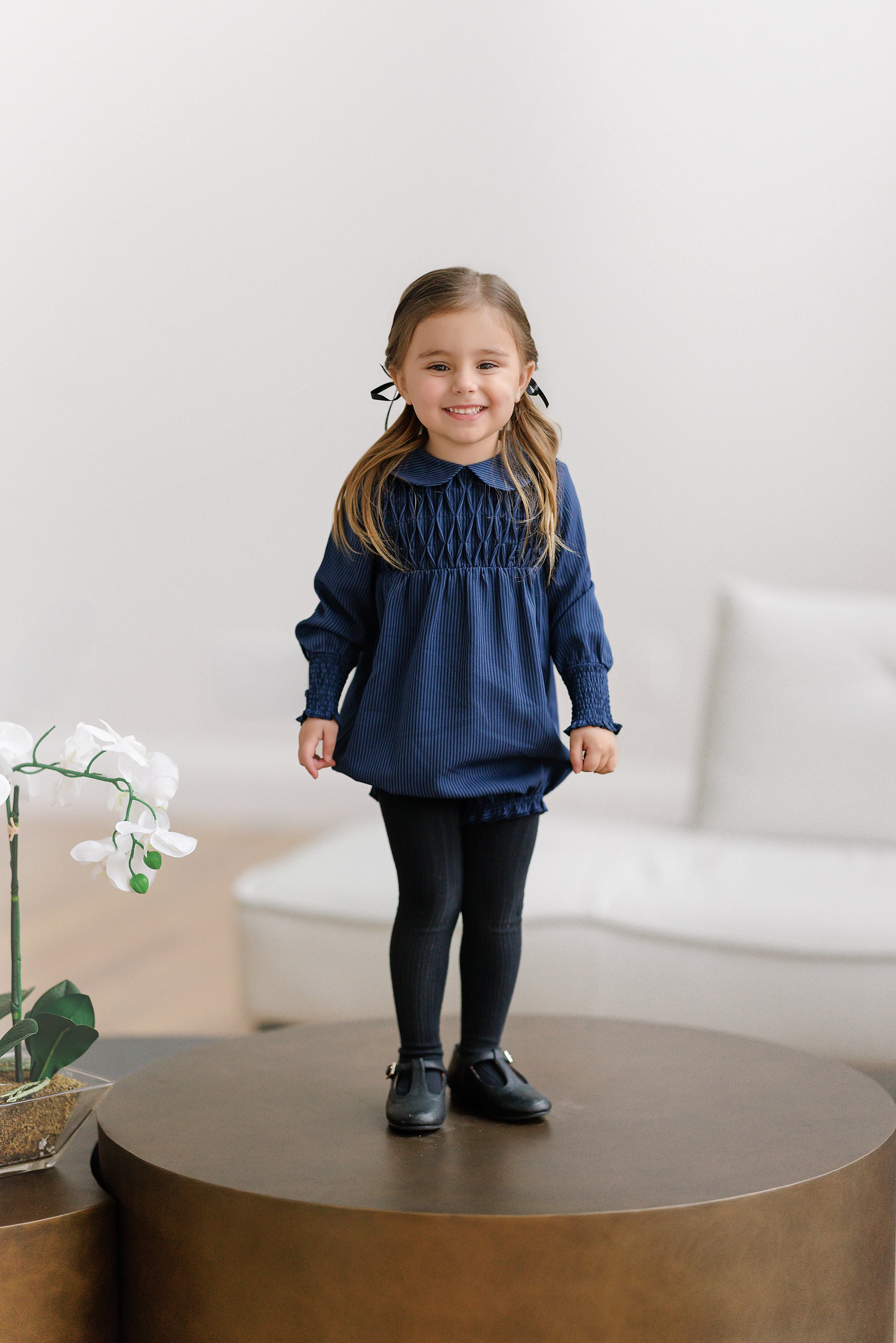 VELVETTE LABEL STRIPED SMOCKED ROMPER