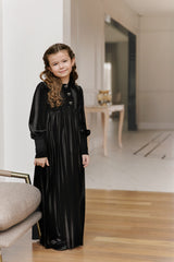 VELVETTE LABEL VELVET BOW BUTTON HIGH WAIST MAXI
