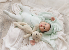 BONJOY 2PC PINSTRIPE WRAP FOOTIE WITH BONNET