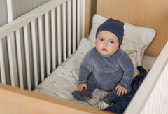 ELYS & CO. 2PC VELOUR STRIPE FOOTIE AND BONNET SET