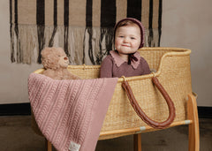 LOOMS 2PC THIN STRIPE KNIT FOOTIE WITH BONNET SET