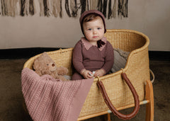 LOOMS 2PC THIN STRIPE KNIT FOOTIE WITH BONNET SET