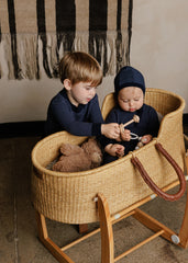 LOOMS 2PC THIN STRIPE KNIT FOOTIE WITH BONNET SET