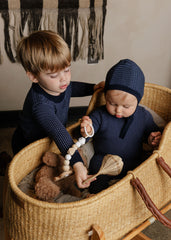 LOOMS 2PC THIN STRIPE KNIT FOOTIE WITH BONNET SET