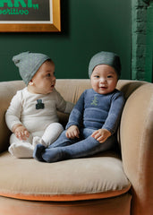 ELYS & CO. 2PC VELOUR PLAID BEAR FOOTIE AND BEANIE SET