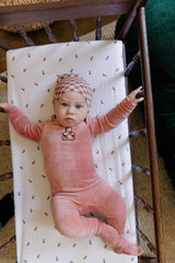ELYS & CO. 2PC VELOUR PLAID BEAR FOOTIE AND BEANIE SET
