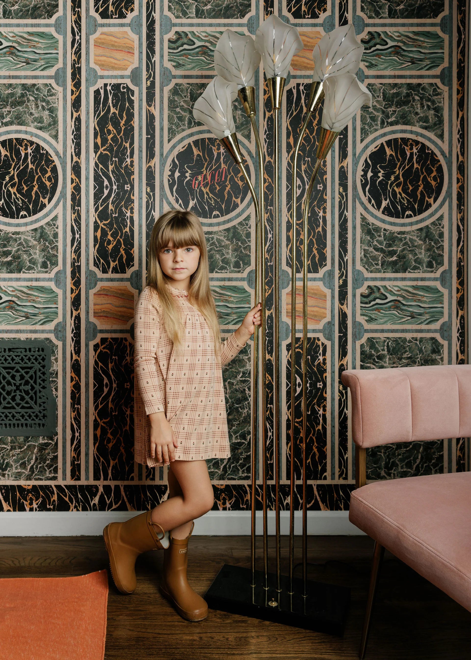 ELYS & CO. FLORAL PLAID DRESS