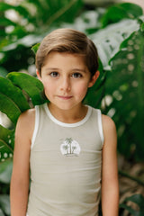 ELYS & CO. 2PC RIBBED PALM PRINT TERRY TANK + SHORTS SET