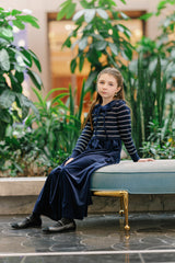 VELVETTE LABEL LONG SLEEVE KNIT STRIPE RUFFLE COLLAR VELVET ROBE