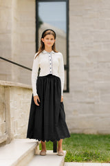 DAINTTI BY VELVETTE LABEL 2PC CONTRAST STITCH SWEATER WITH EYELET MIDI JUMPER