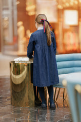 VELVETTE LABEL LONG SLEEVE STRIPE COLLAR BUTTON DOWN DRESS