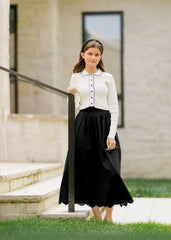 DAINTTI BY VELVETTE LABEL 2PC CONTRAST STITCH SWEATER WITH EYELET MIDI JUMPER