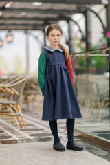 VELVETTE LABEL LONG SLEEVE PETERPAN COLLAR COLOR BLOCK DRESS