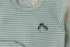 ELYS & CO. 2PC METALLIC STRIPE FOOTIE AND BEANIE SET