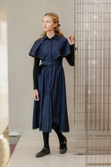 DAINTTI BY VELVETTE LABEL SCALLOP TRIM MIDI BELT DRESS