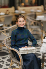DAINTTI BY VELVETTE LABEL LONG SLEEVE PLAID KNIT SWEATER