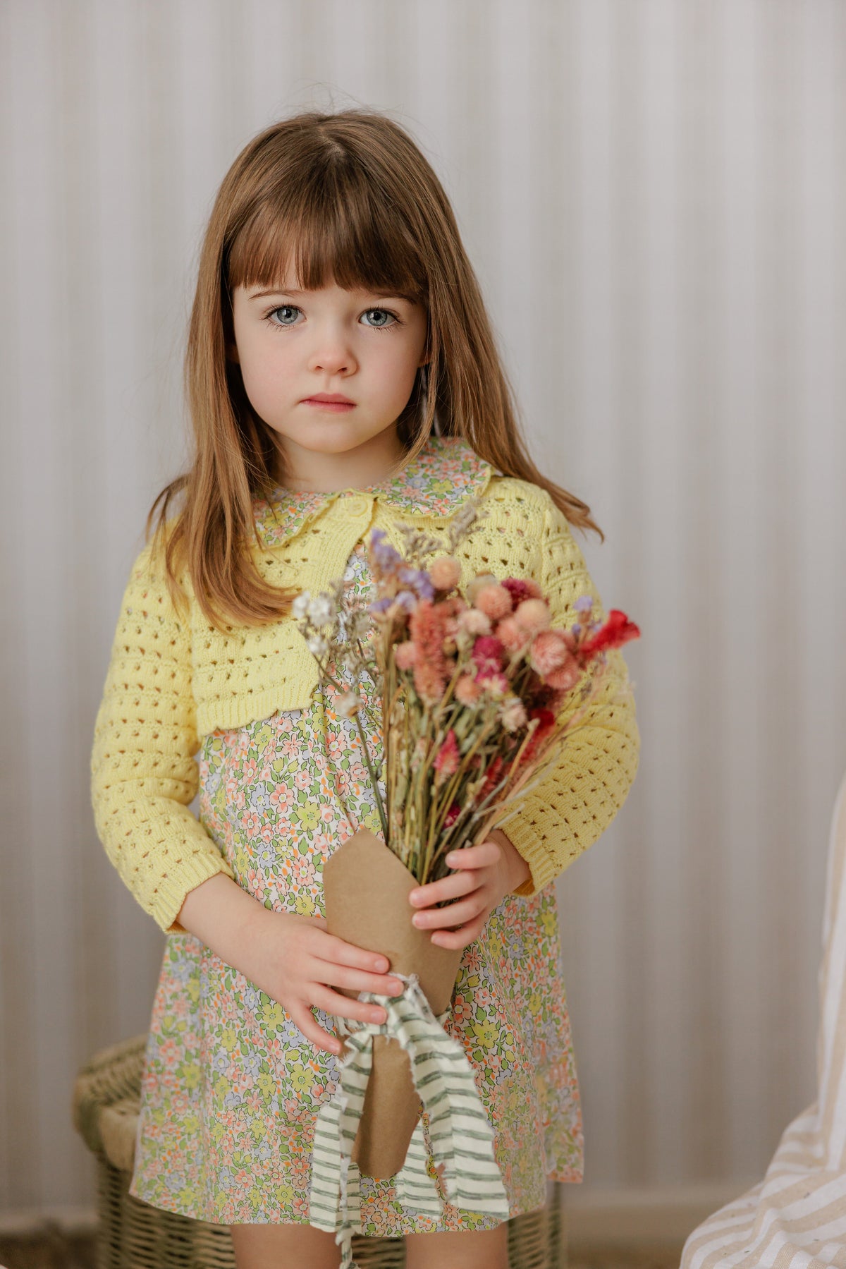 MINI P 2PC CARDIGAN WITH FLORAL FILL EDGE DRESS