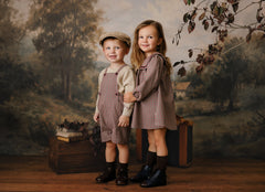 MINI P VELVET BUTTONS PLAID OVERALL