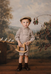 MINI P 2PC TUCK DETAIL SHIRT WITH SUSPENDER SHORTS