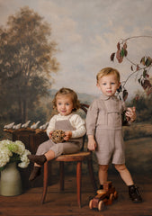 MINI P VELVET BUTTONS PLAID OVERALL